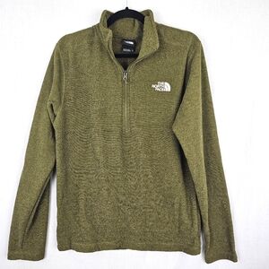 The North Face 1/4 Zip Pullover Jacket Fleece Green Textured Men's Size Medium‎